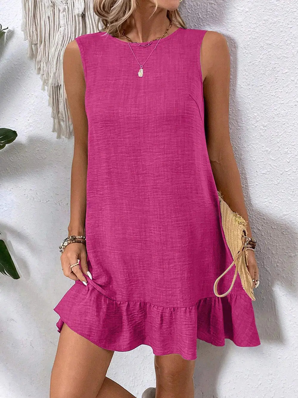 Summer Ruffle Dress Fashion Loose Sleeveless Straight Beach Dresses For Women Babecute