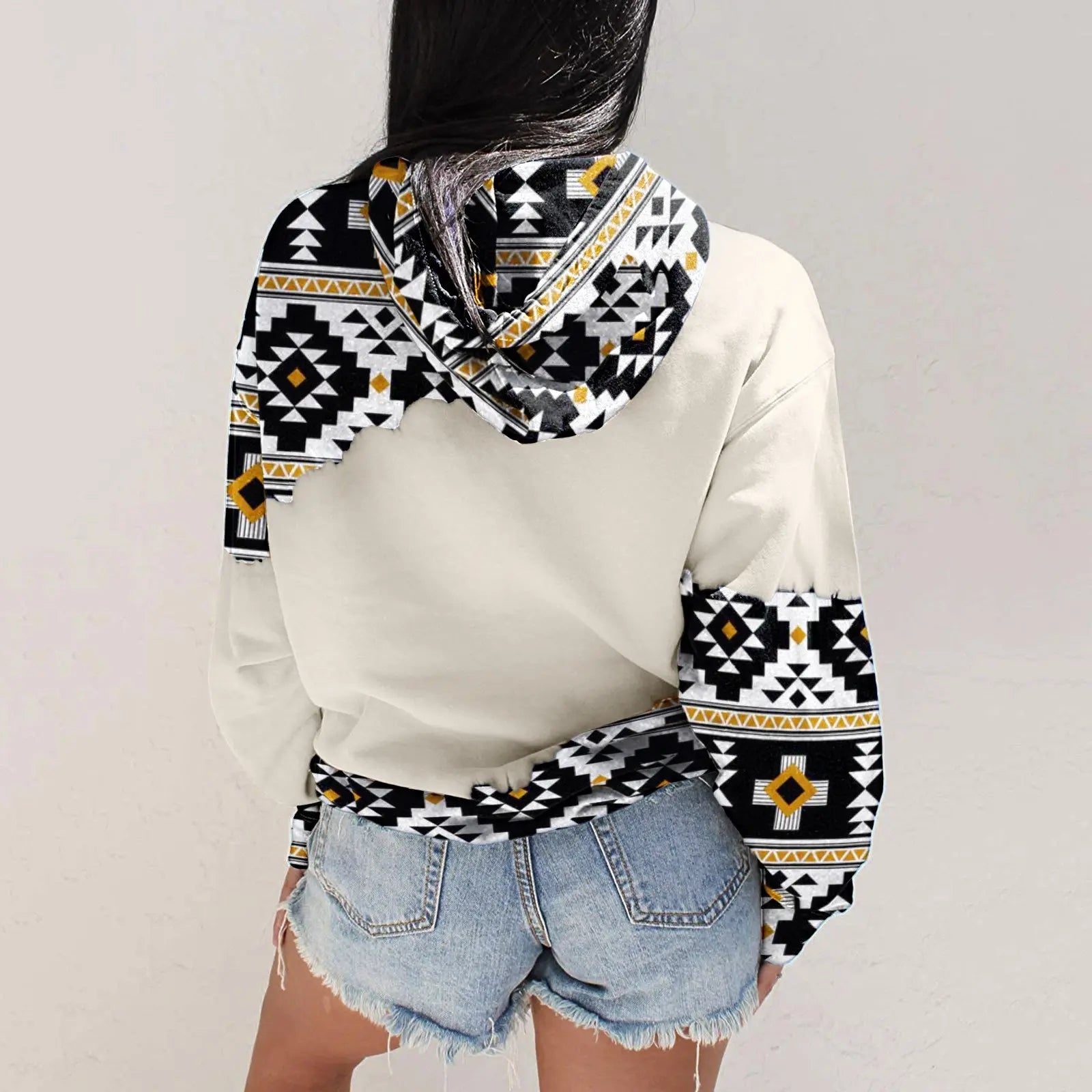Women's Fashion Casual Ethnic Print Sweatshirt Babecute