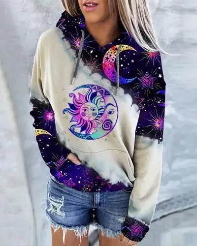 Women's Fashion Casual Ethnic Print Sweatshirt Babecute